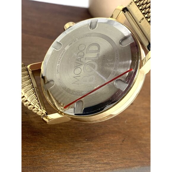 Movado Men's Watch 3600560 Bold Gold Dial Swiss Quartz Steel 40mm Mesh Band - Picture 7 of 14